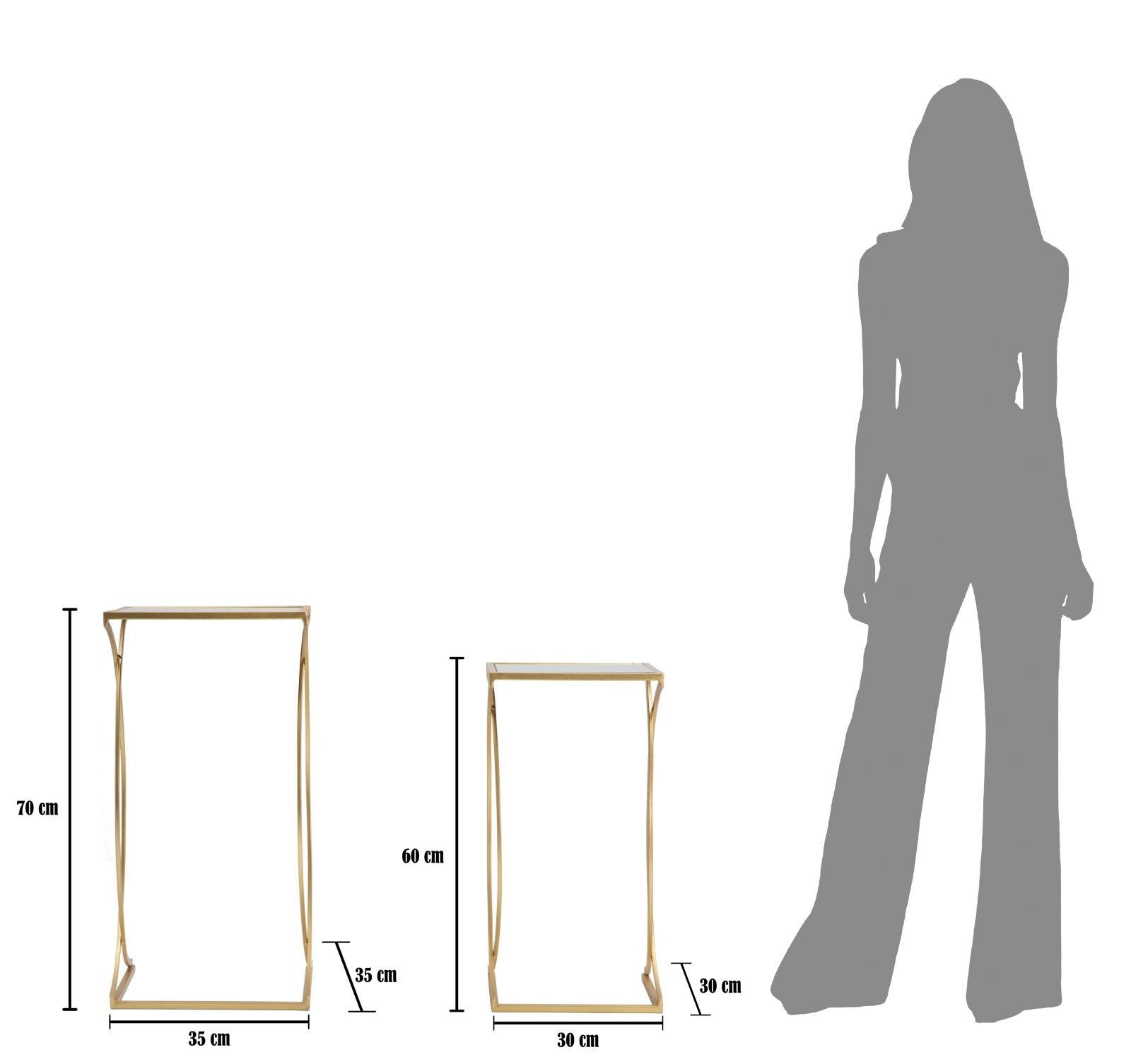 Bijzettafel Siomply 35x35x70-30x30x60