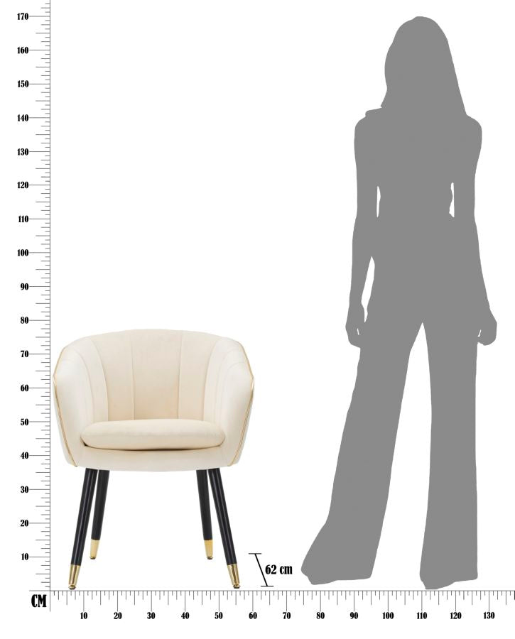 Fauteuil Paris Crema/gold 62×58×78 cm
