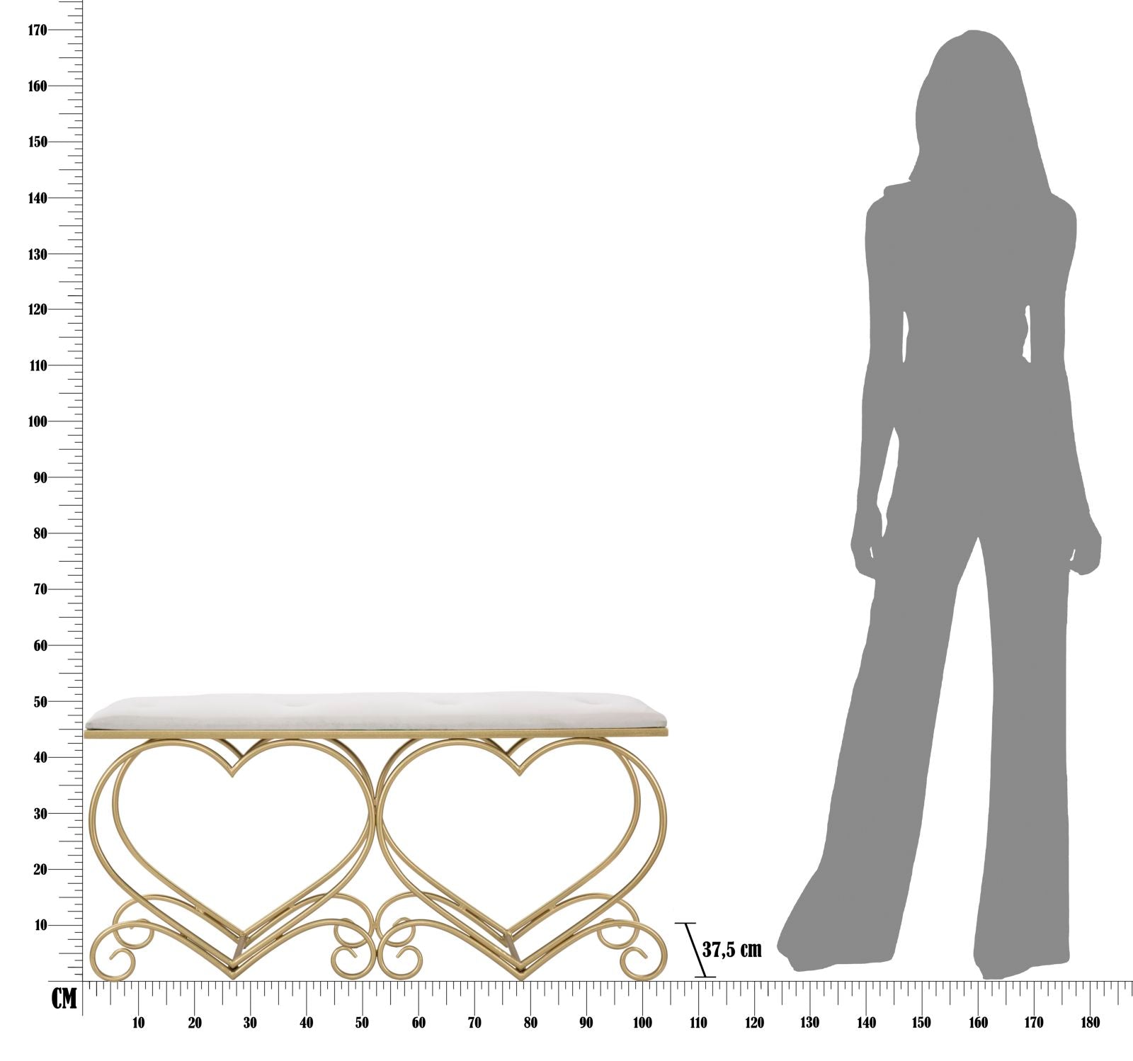 Bankje Heart Crema 105×37,5×51,5 cm