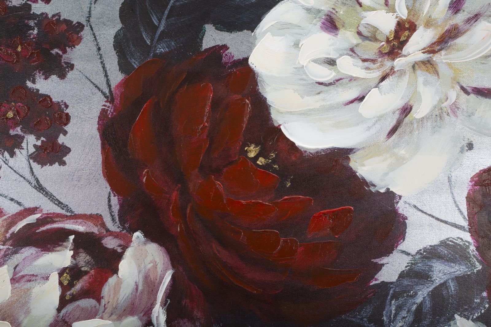 Schilderij Handmade Wall Painting White/red Flower Darkback 120×3,7×60 cm