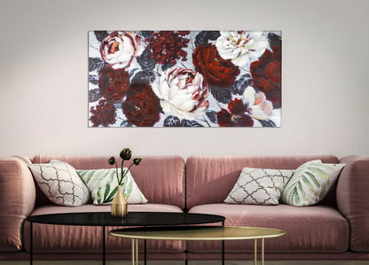 Schilderij Handmade Wall Painting White/red Flower Darkback 120×3,7×60 cm