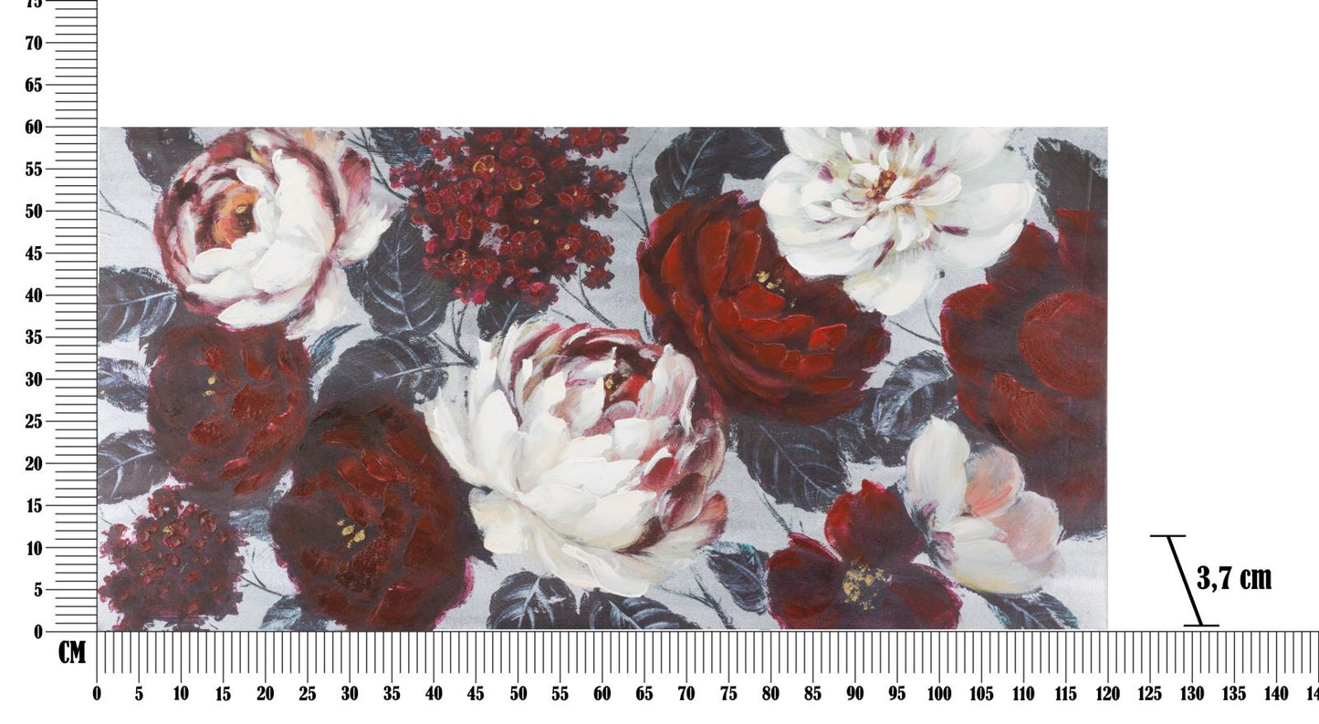 Schilderij Handmade Wall Painting White/red Flower Darkback 120×3,7×60 cm