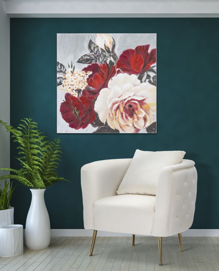 Schilderij Handmade Wall Painting Flower Square 90×3,7×90 cm