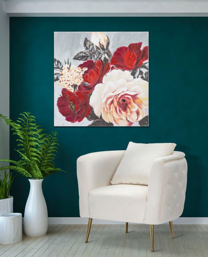 Schilderij Handmade Wall Painting Flower Square 90×3,7×90 cm
