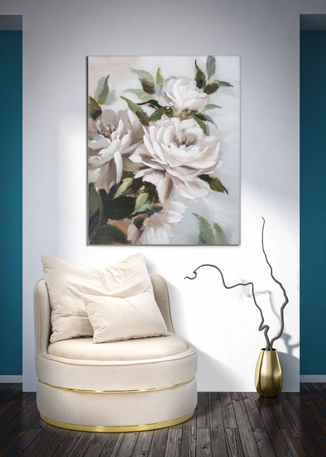 Schilderij Handmade Wall Painting Flower&leaf 100×3,7×80 cm