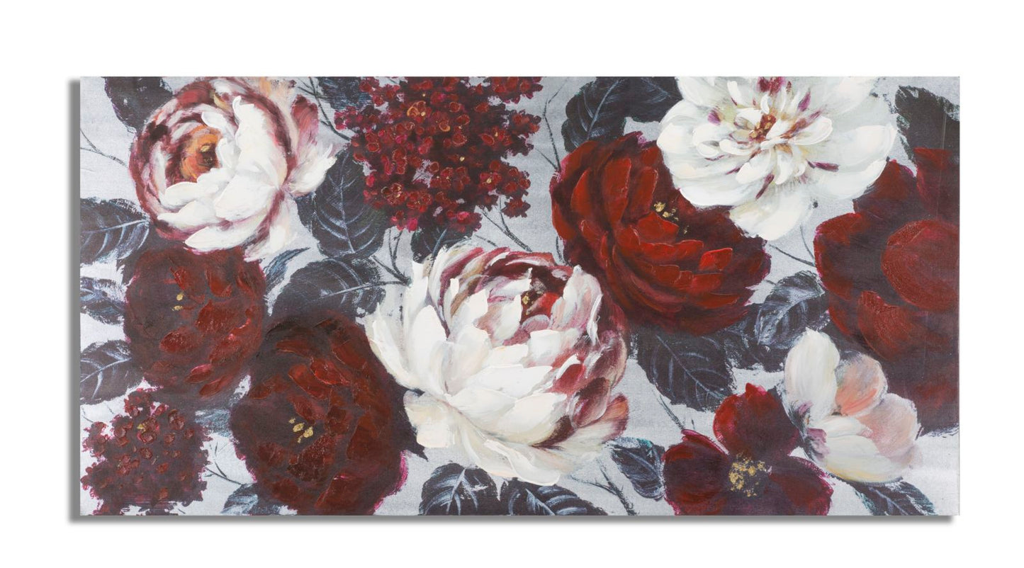 Schilderij Handmade Wall Painting White/red Flower Darkback 120×3,7×60 cm