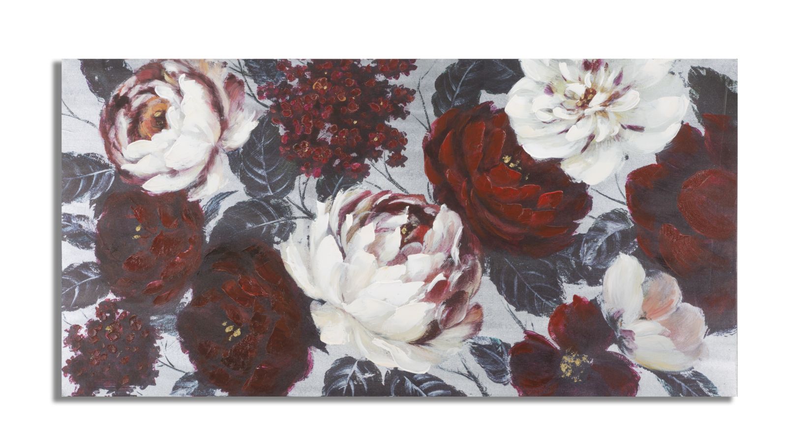 Schilderij Handmade Wall Painting White/red Flower Darkback 120×3,7×60 cm