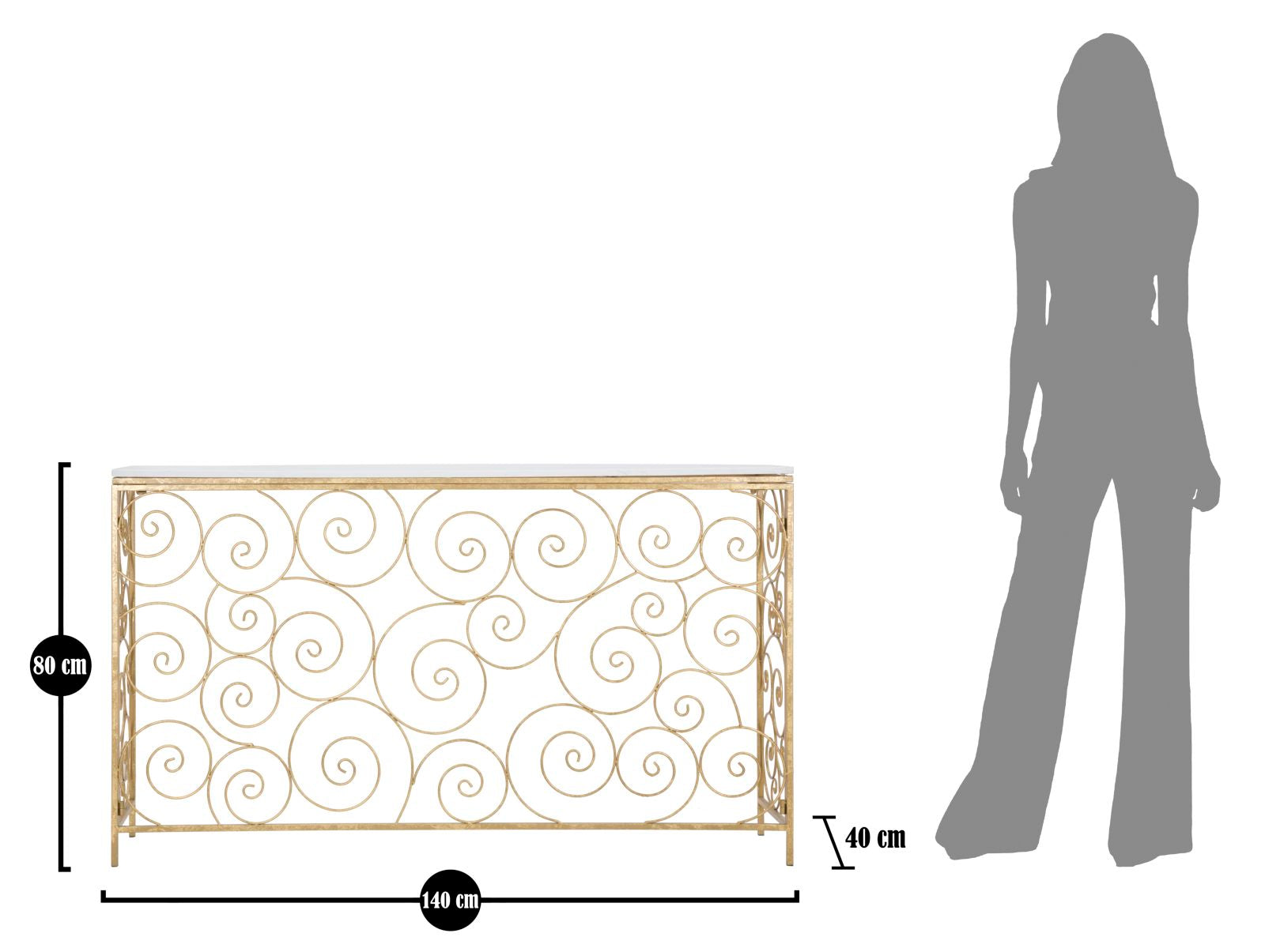 Consoletafel Spiral 140×36×82 cm