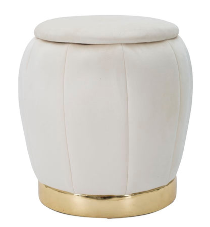 Kruk Stool/storage Paris Crema/gold Ø 43×43 cm