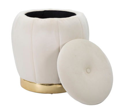Kruk Stool/storage Paris Crema/gold Ø 43×43 cm