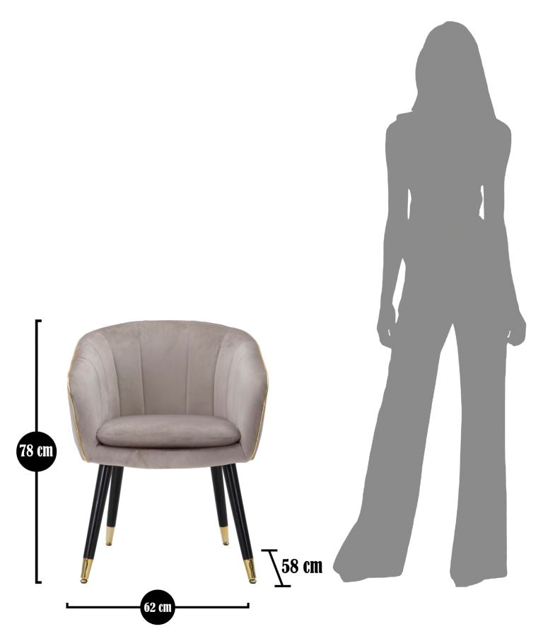 Fauteuil Parmchair Paris Grigia/gold 62×58×78 cm