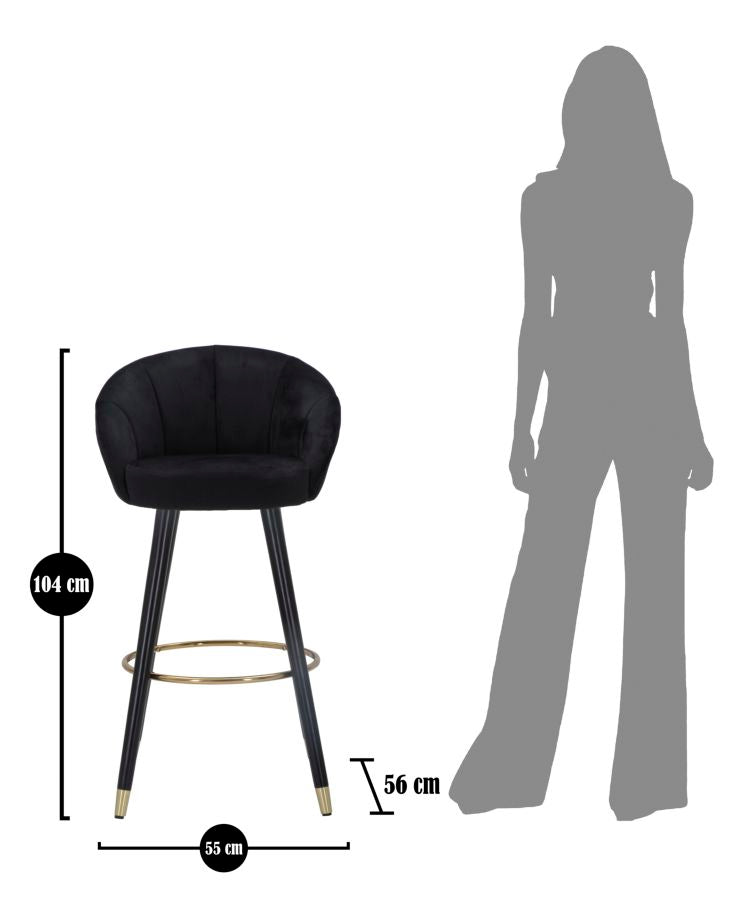 Barkruk Prague Nero 55×56×104 cm