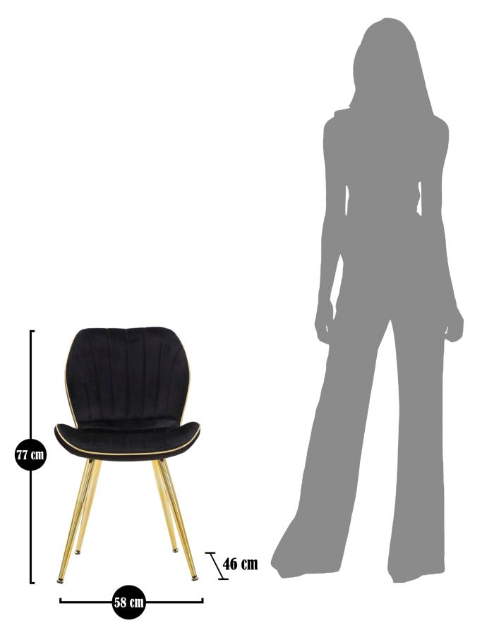 Stoel Paris Chair Space Black/gold Set 2 Pz 46×58×77 cm