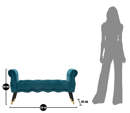 Bankje Paris Teal/gold 120×40×60 cm