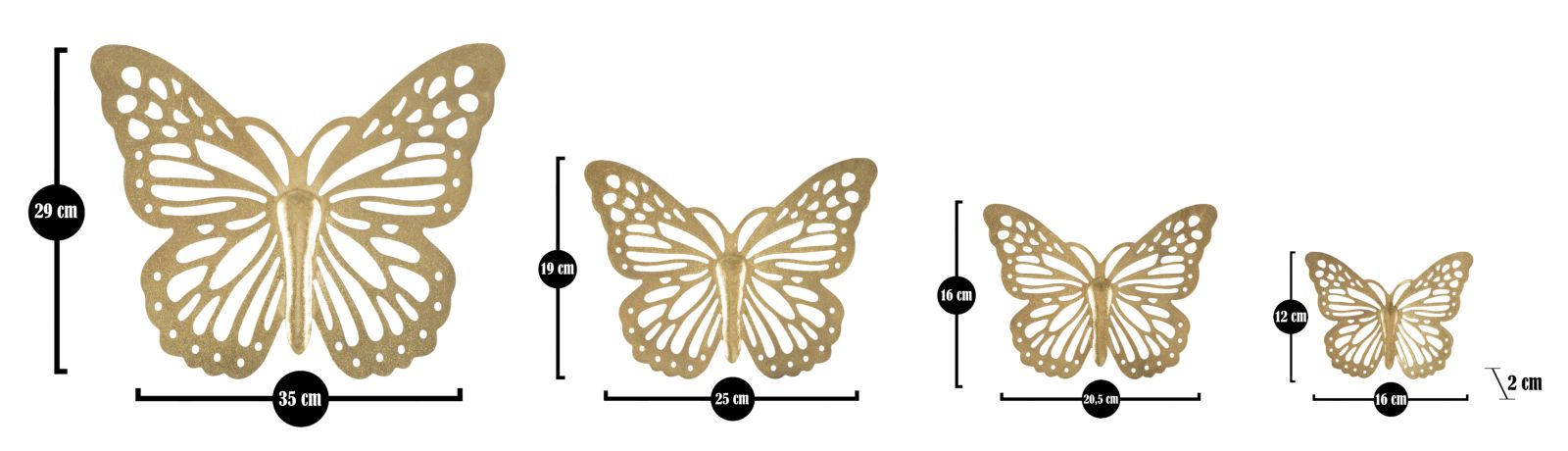 Wanddecoratie Butterflies Set 4pcs 35×2×29 cm