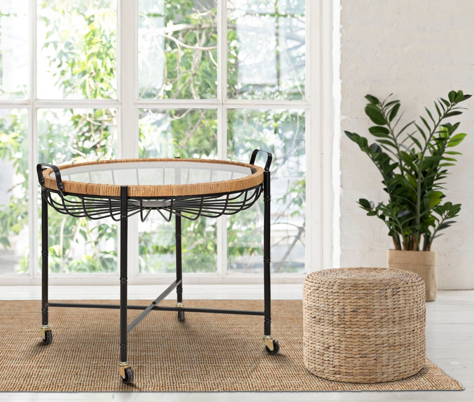 Salontafel Cebu With Glass & Wells 70,5×65×57 cm