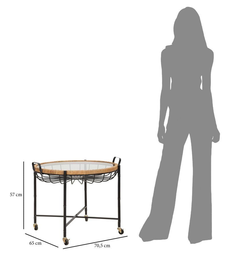 Salontafel Cebu With Glass & Wells 70,5×65×57 cm