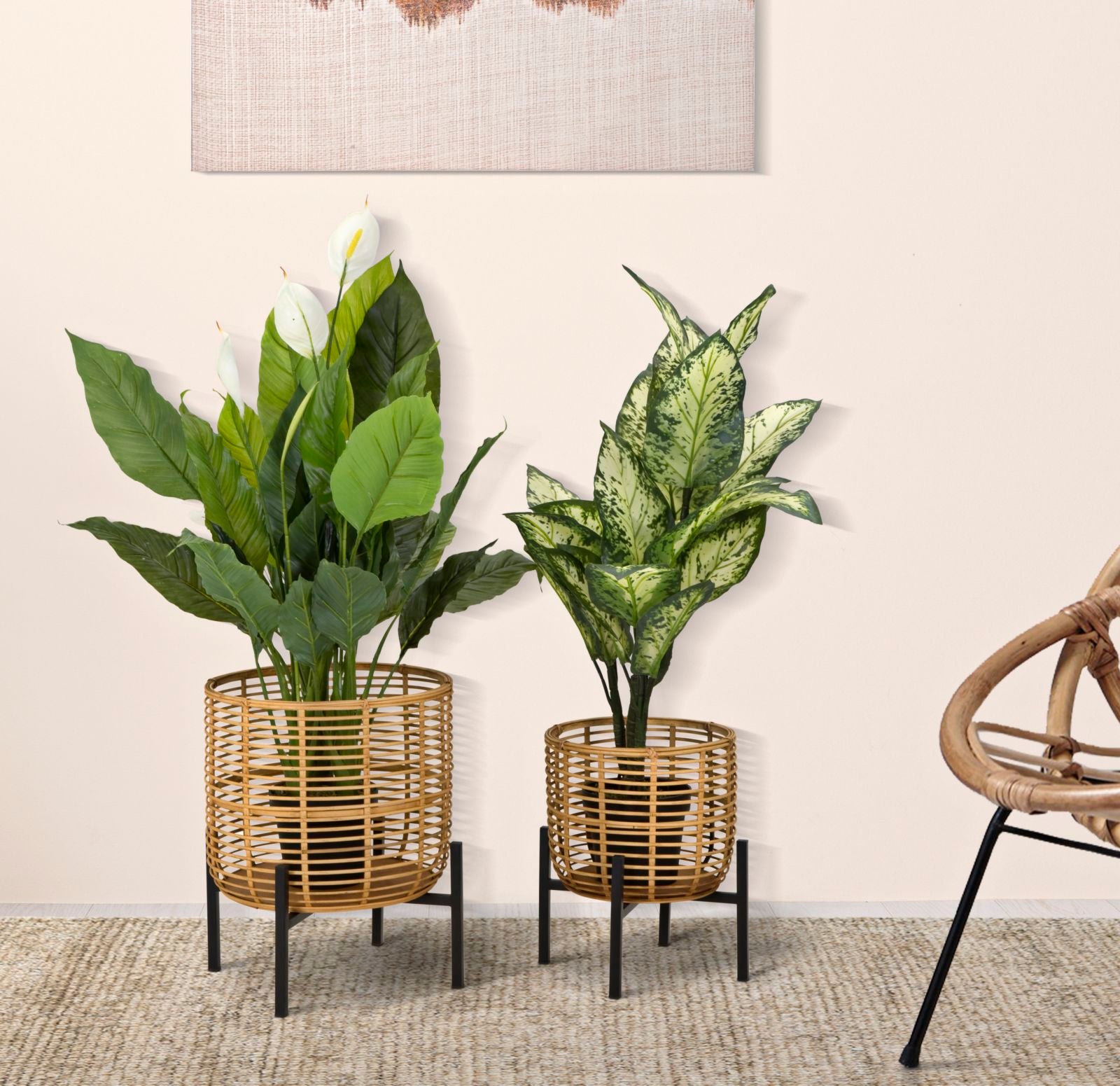Vaashouder Rattan Vase Holder Set 2 Pcs Ø 41×47 cm