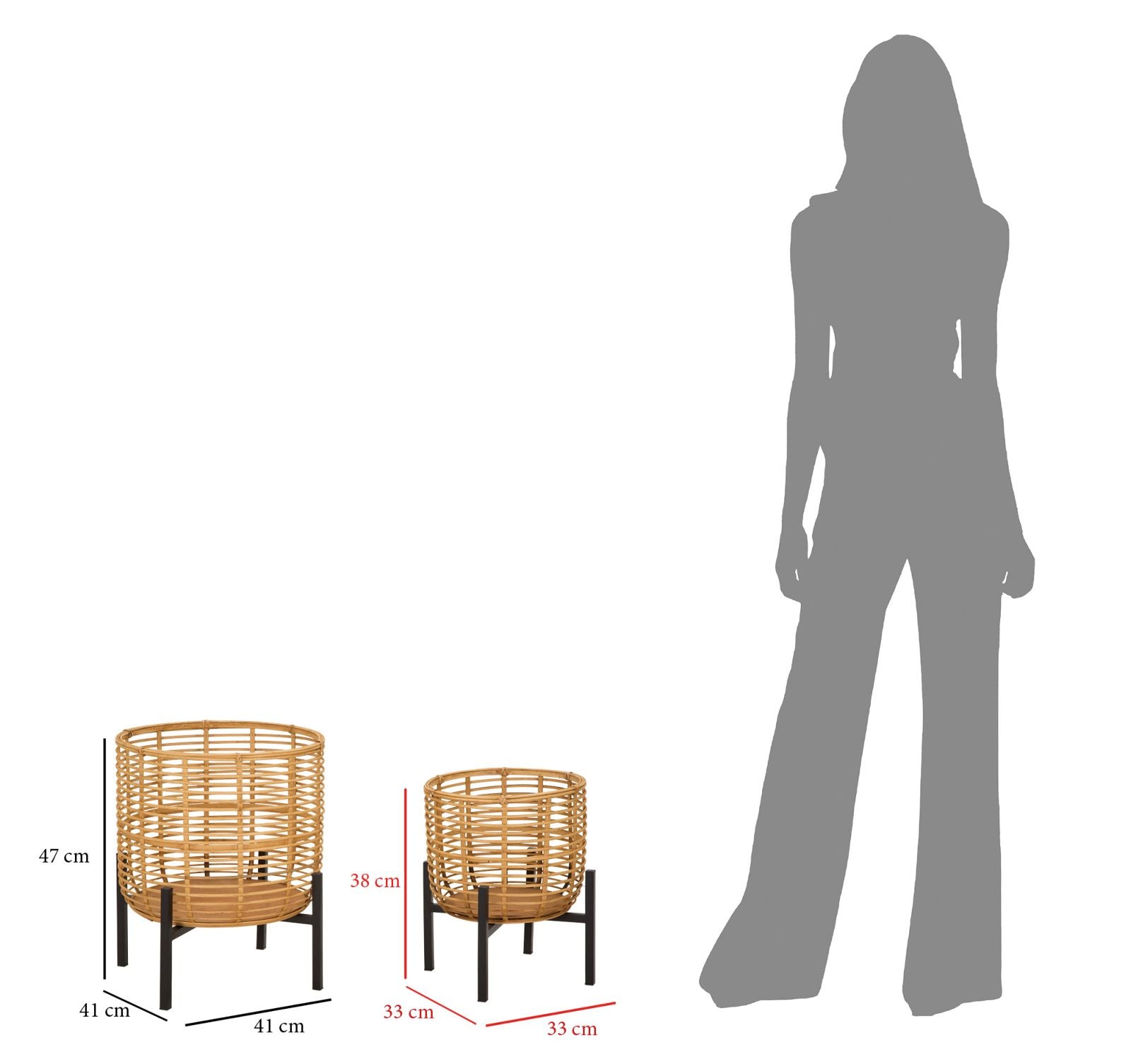 Vaashouder Rattan Vase Holder Set 2 Pcs Ø 41×47 cm