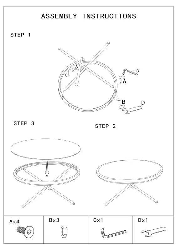 Salontafel Cebu With Glass & Wells 70,5×65×57 cm