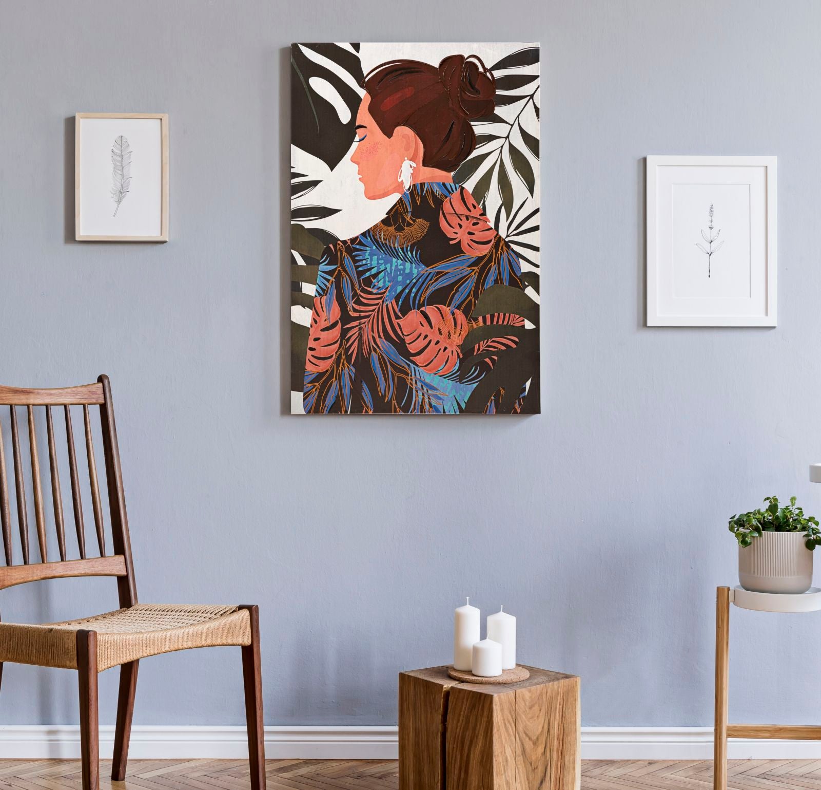 Schilderij Printing/painting Lady Jungle -b- 80×2,8×120 cm