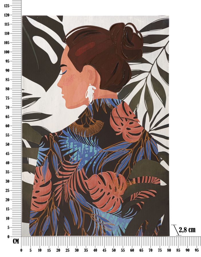 Schilderij Printing/painting Lady Jungle -b- 80×2,8×120 cm