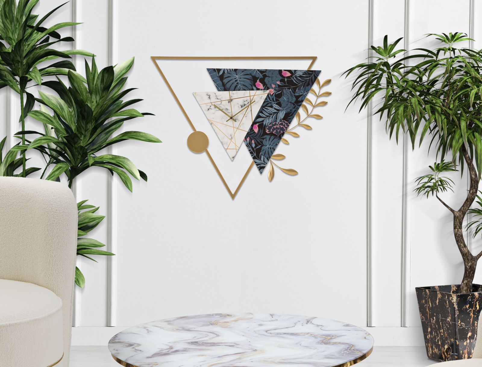 Wandklok Triangle 75×4,5×59 cm