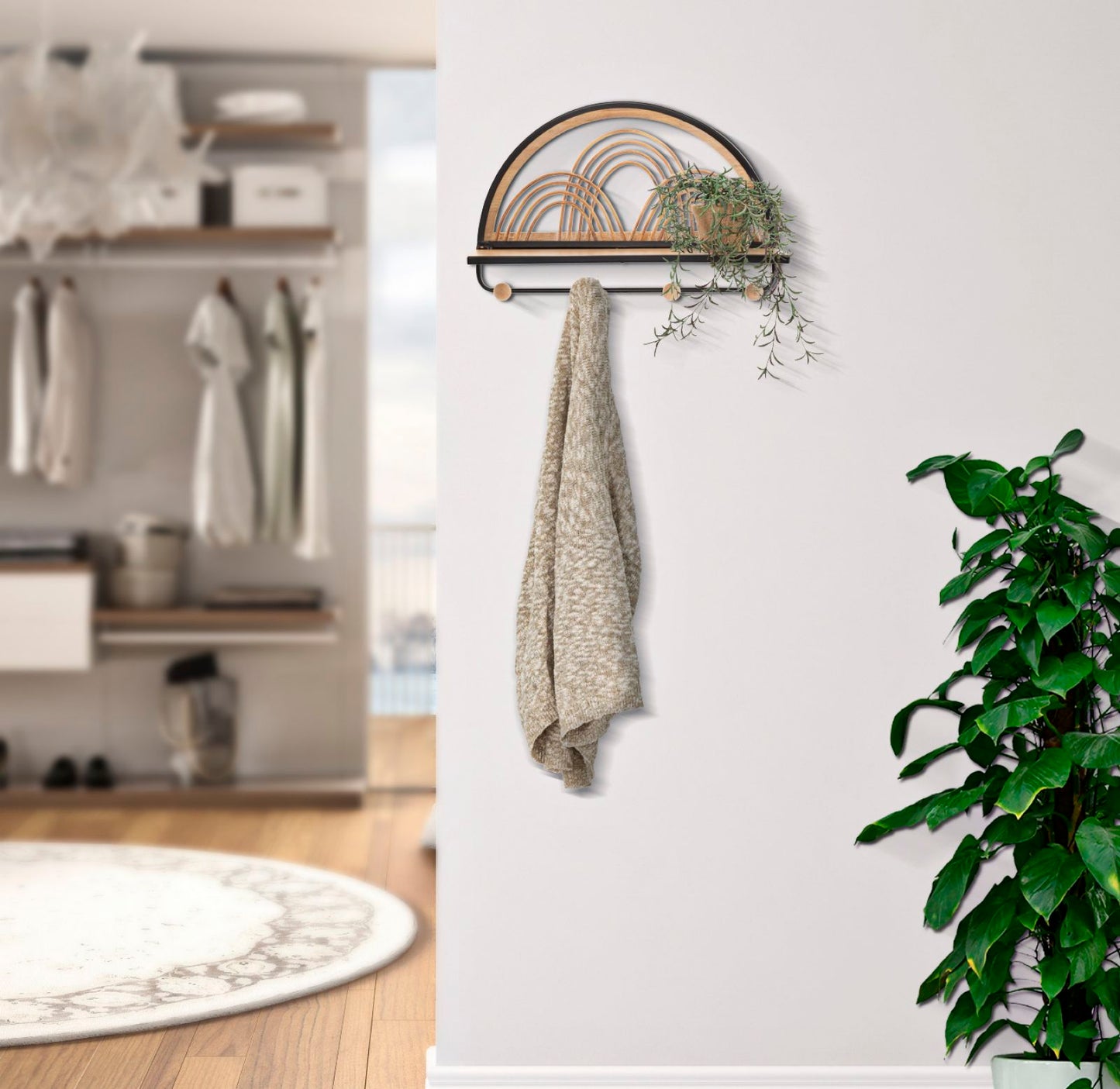 Wandplank met haken Oporto With Hangers 46×15,5×30 cm