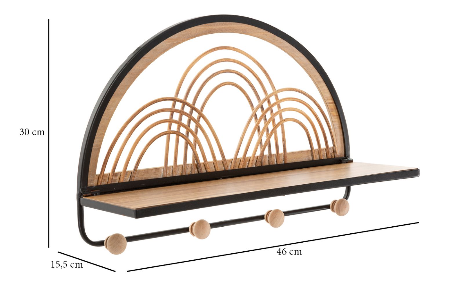 Wandplank met haken Oporto With Hangers 46×15,5×30 cm