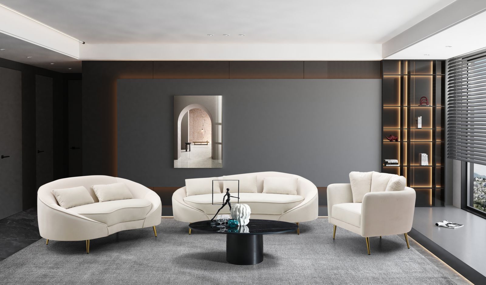 Bank 3 Seaters Oslo With Cushions Cream 185×84×68 cm