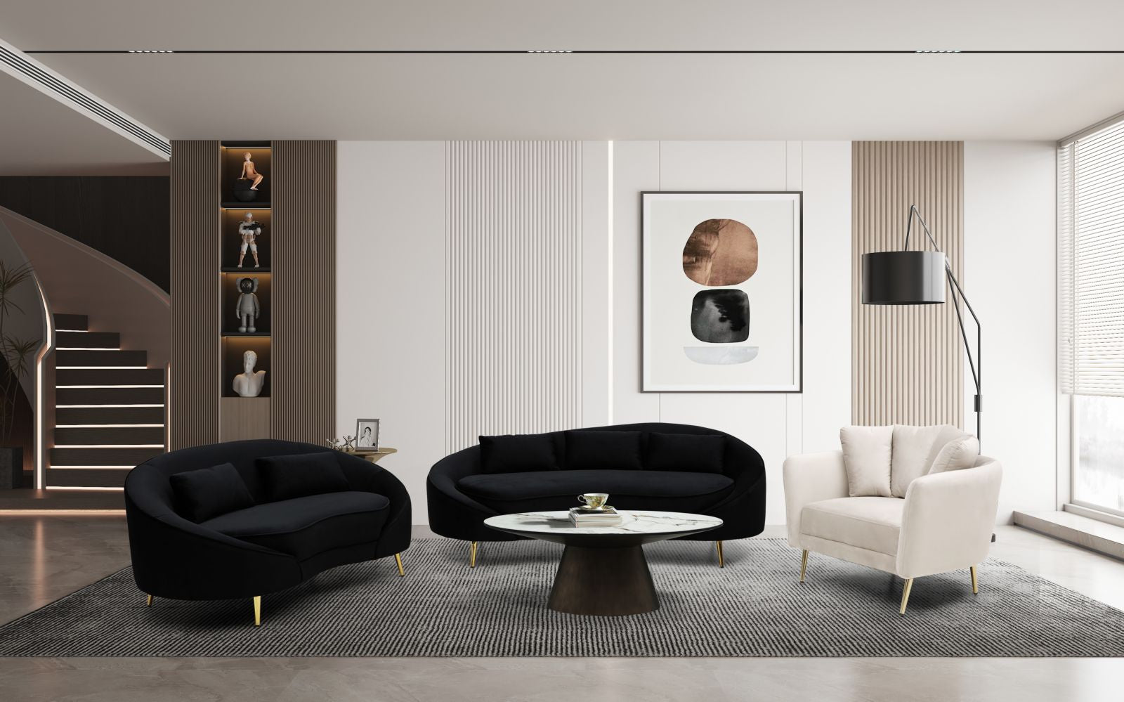 Bank 3 Seaters Oslo With Cushions Black 185×84×68 cm