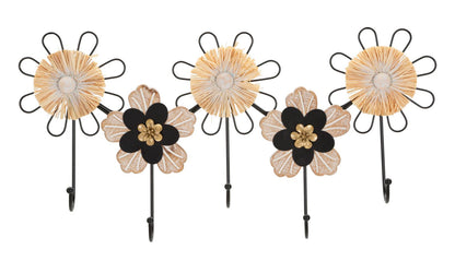 Kapstok Hanger Iron,wood & Raffia 61×5,5×30,5 cm
