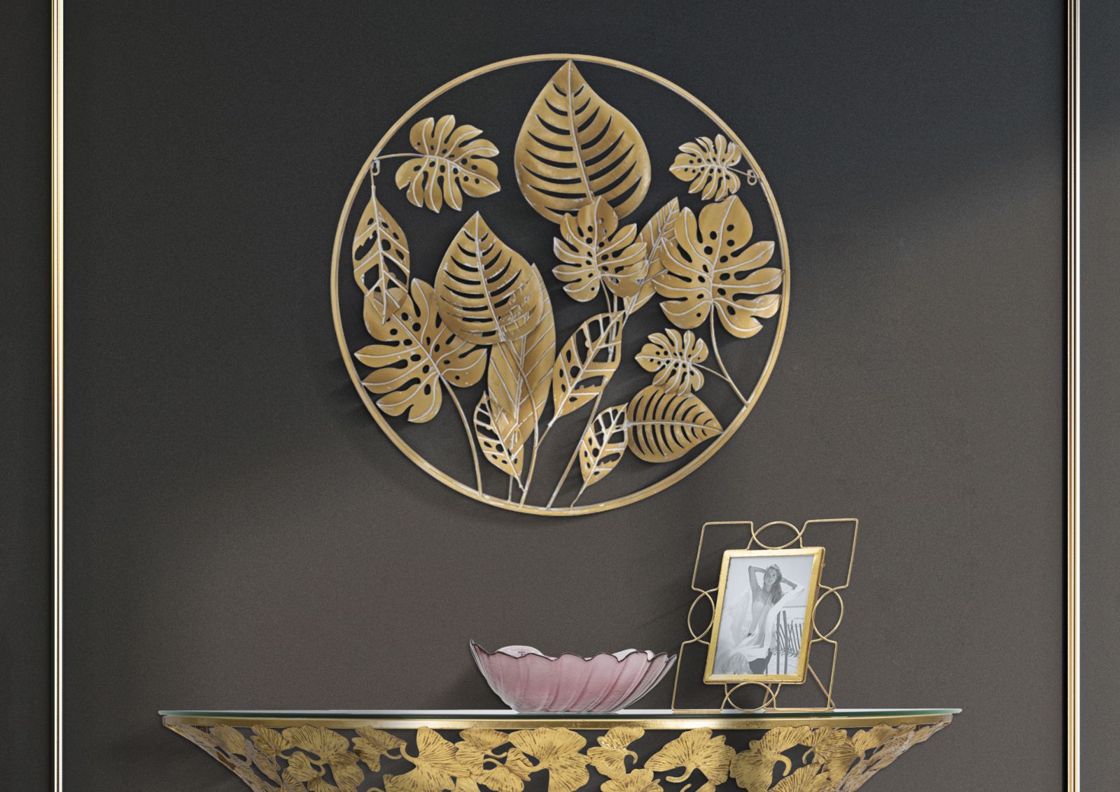 Wanddecoratie Jungle Round Ø 80×6.5 cm