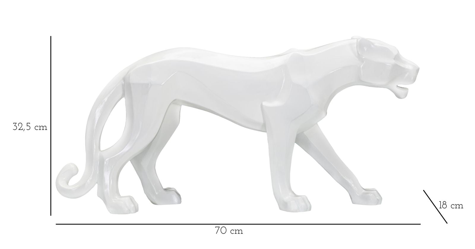 Decoratie White Panther 70×18×32,5 cm