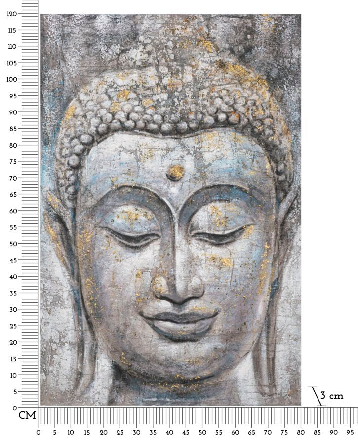 Schilderij Handmade Wall Painting Face Buddha Light -a- 80×3×120 cm