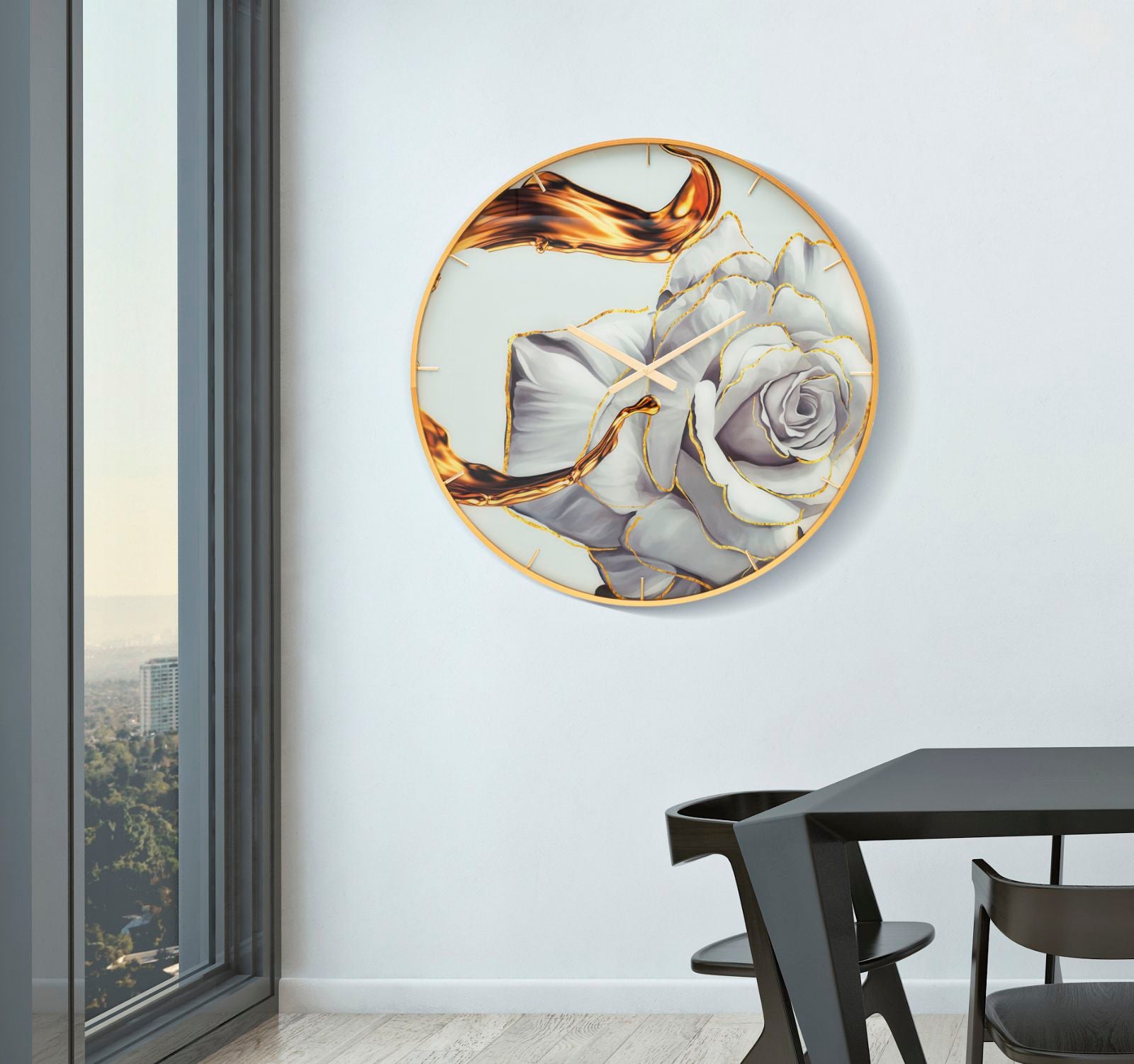 Wandklok Glass Rose Ø 80×5 cm