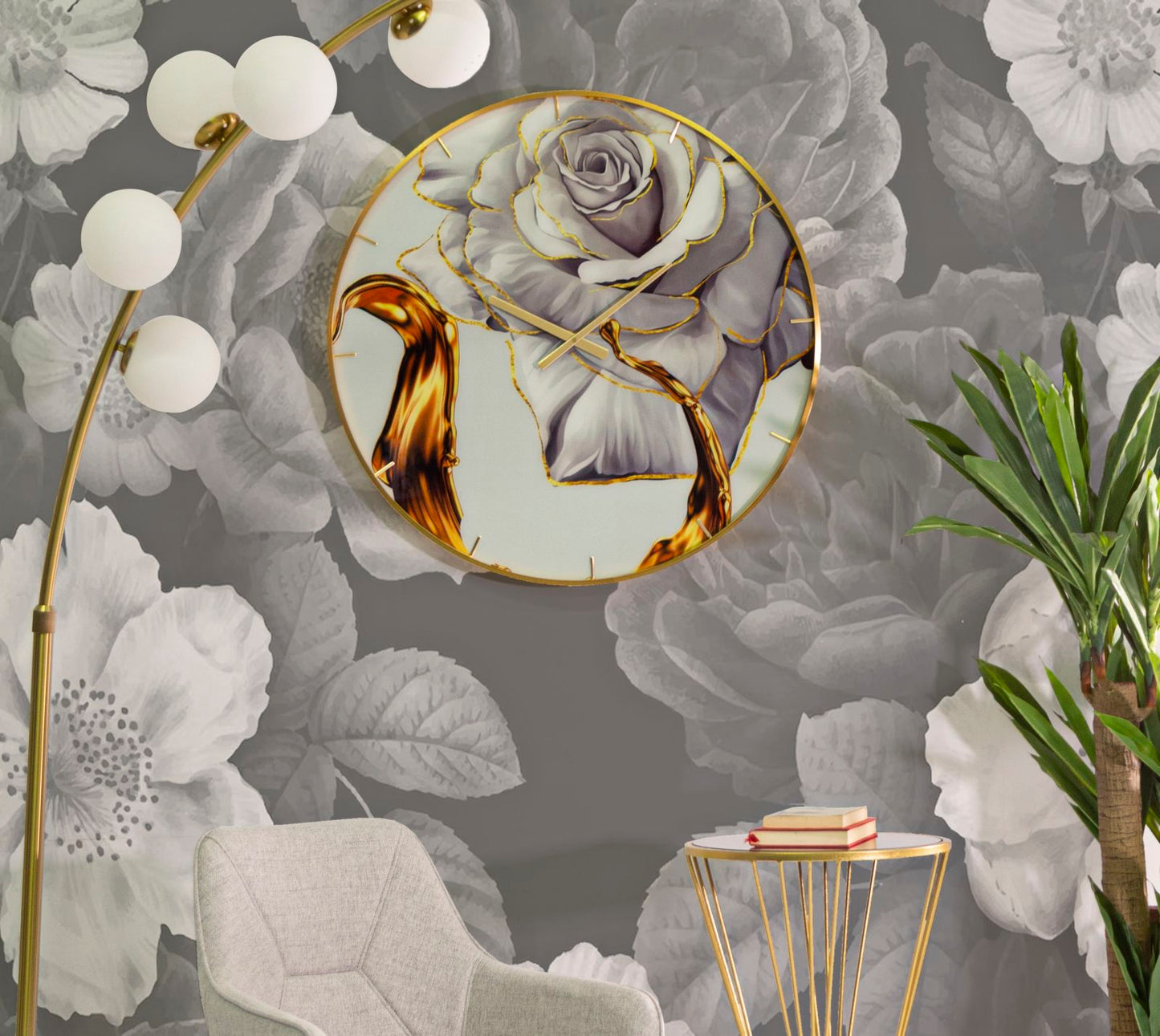 Wandklok Glass Rose Ø 60×5 cm