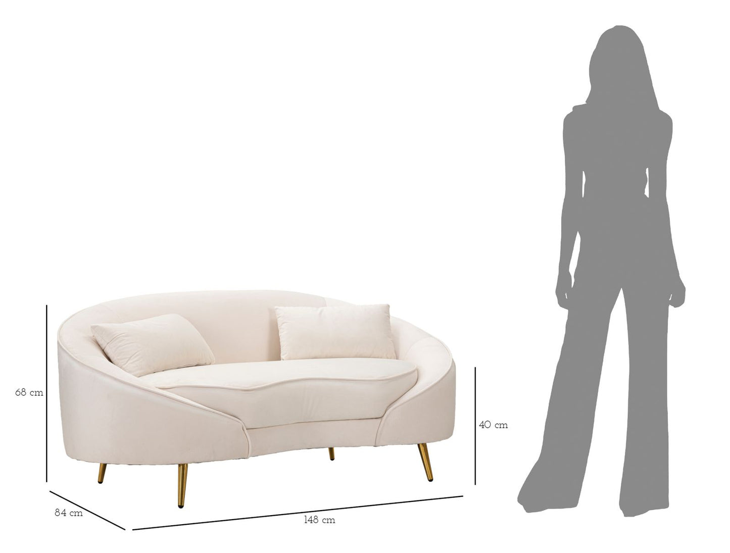 Bank 2 Seaters Oslo With Cushions Cream 148×84×68 cm