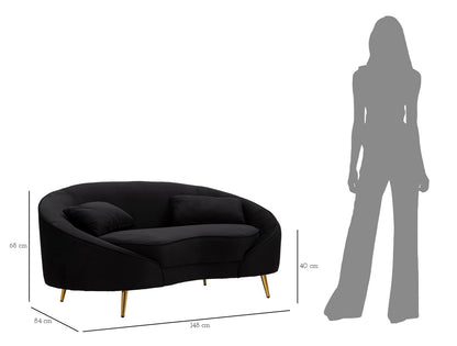 Bank 2 Seaters Oslo With Cushions Black 148×84×68 cm
