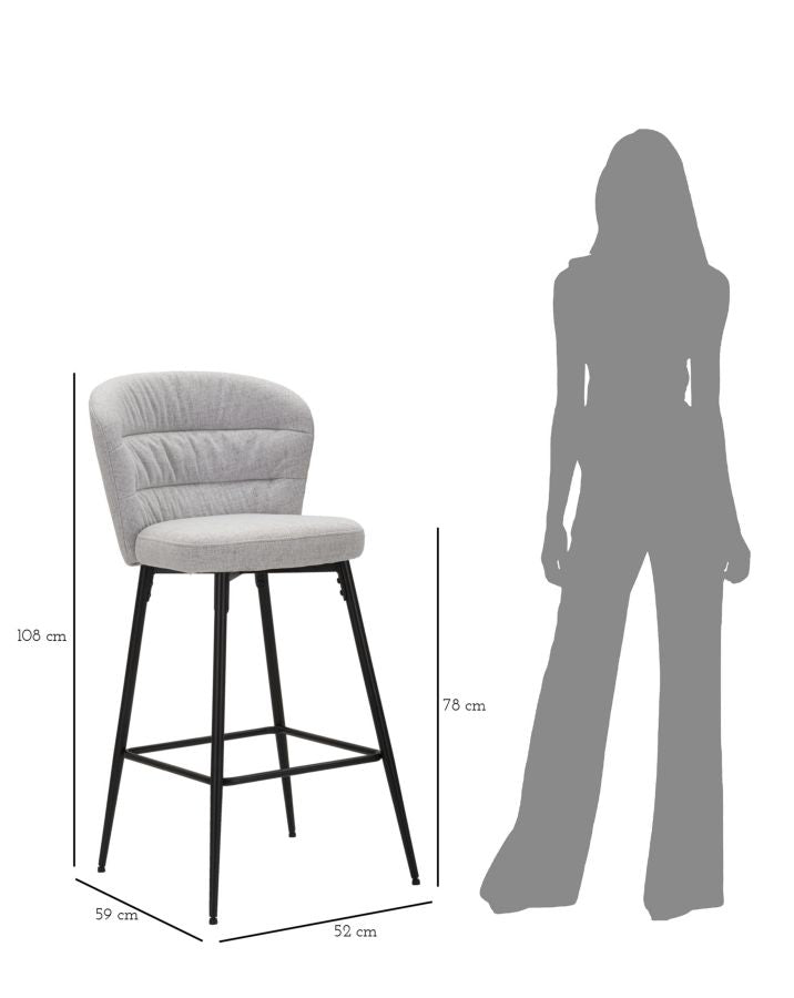Barkruk Losanna Grey Set 2 Pz 52×59×108 cm