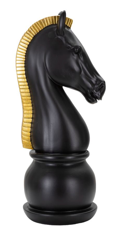 Decoratie Black & Gold Horse Ø 18,5×50 cm