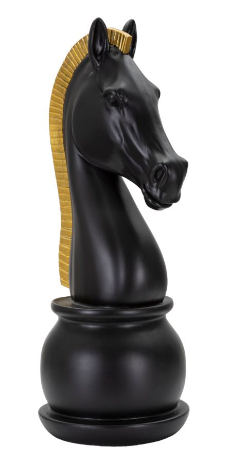 Decoratie Black & Gold Horse Ø 18,5×50 cm