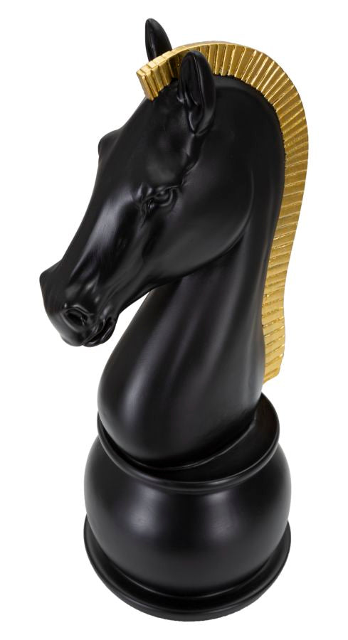 Decoratie Black & Gold Horse Ø 18,5×50 cm