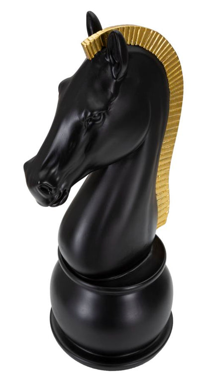 Decoratie Black & Gold Horse Ø 18,5×50 cm