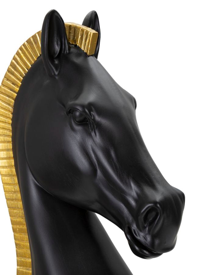 Decoratie Black & Gold Horse Ø 18,5×50 cm