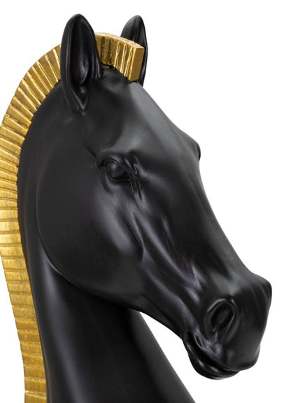 Decoratie Black & Gold Horse Ø 18,5×50 cm