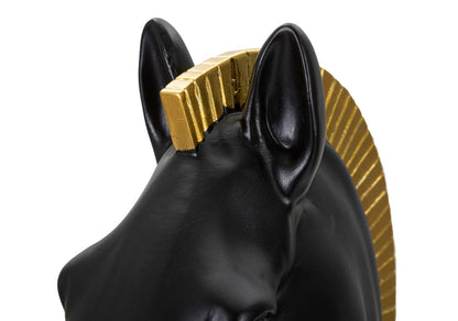 Decoratie Black & Gold Horse Ø 18,5×50 cm