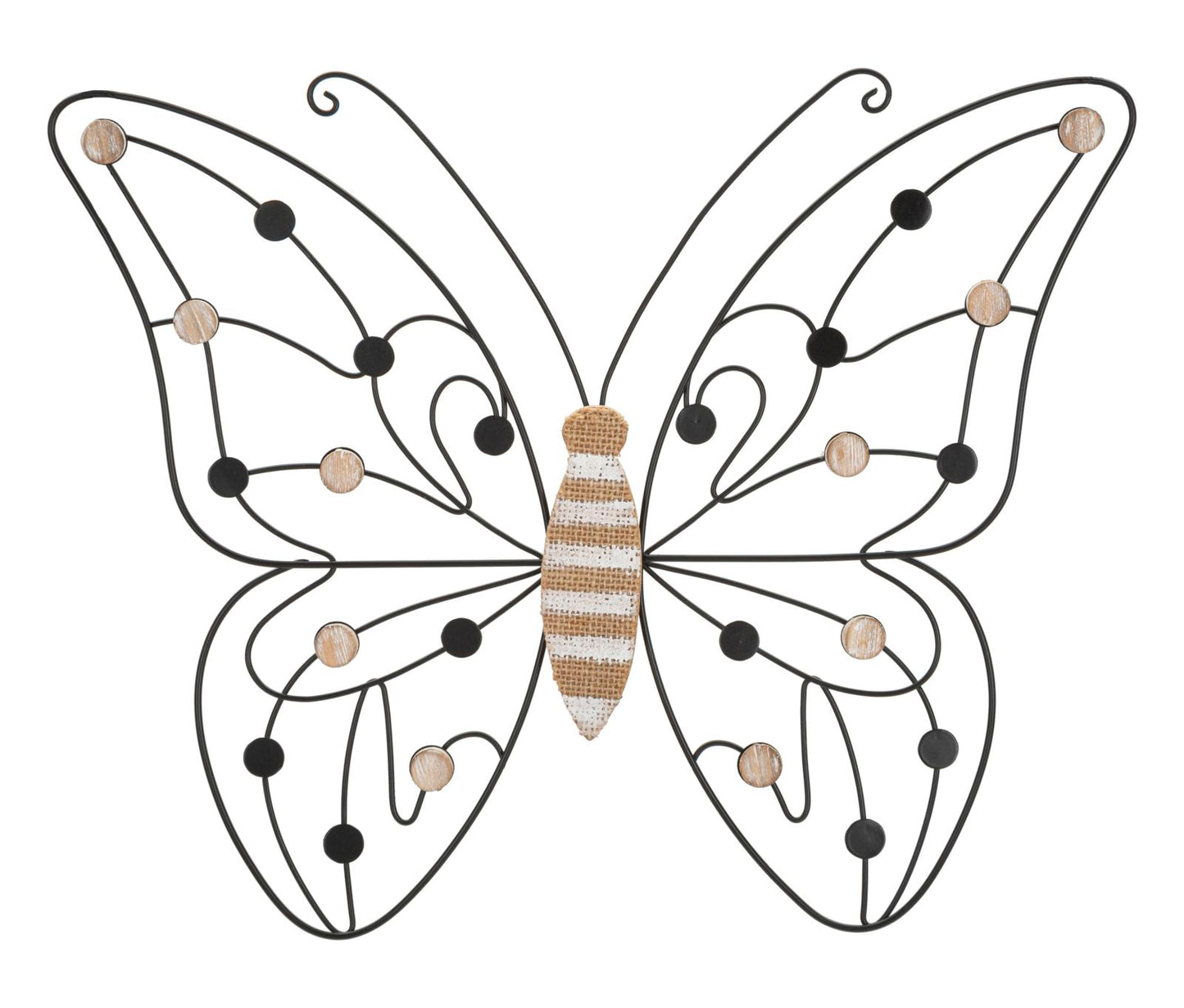 Wanddecoratie Iron/wood Wall Panel Butterfly 39,5×1,5×33,5 cm