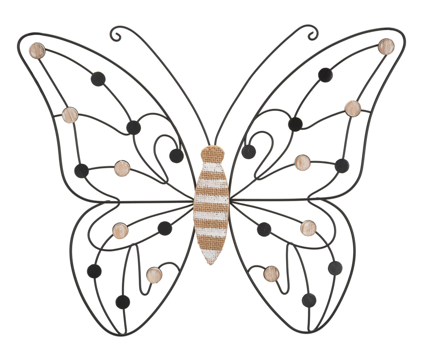 Wanddecoratie Iron/wood Wall Panel Butterfly 39,5×1,5×33,5 cm