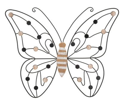 Wanddecoratie Iron/wood Wall Panel Butterfly 39,5×1,5×33,5 cm